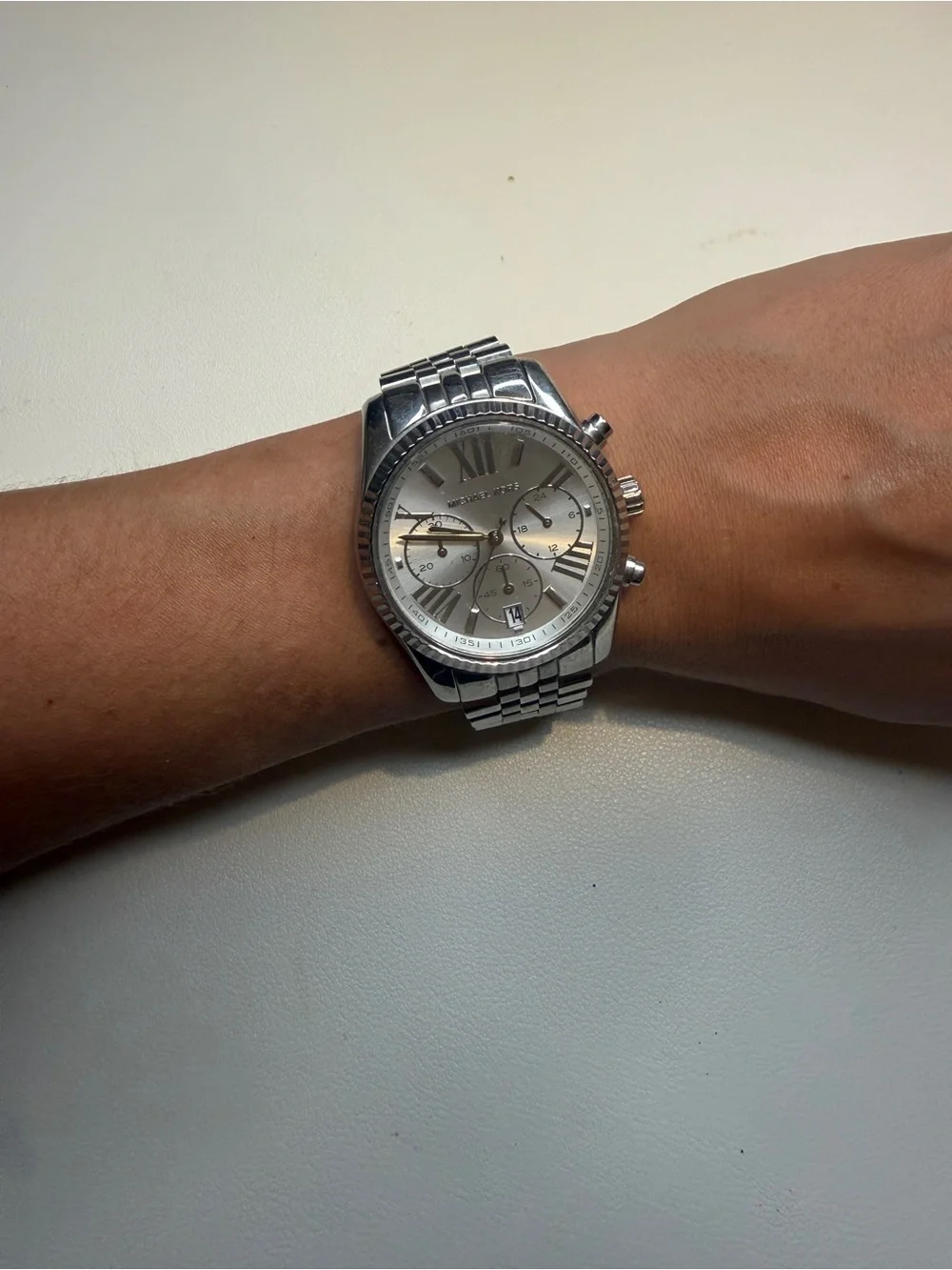 Michael Kors Silver-Tone Chronograph Lexington Watch | NWT